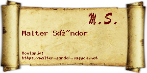 Malter Sándor névjegykártya