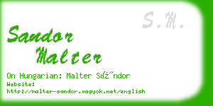 sandor malter business card
